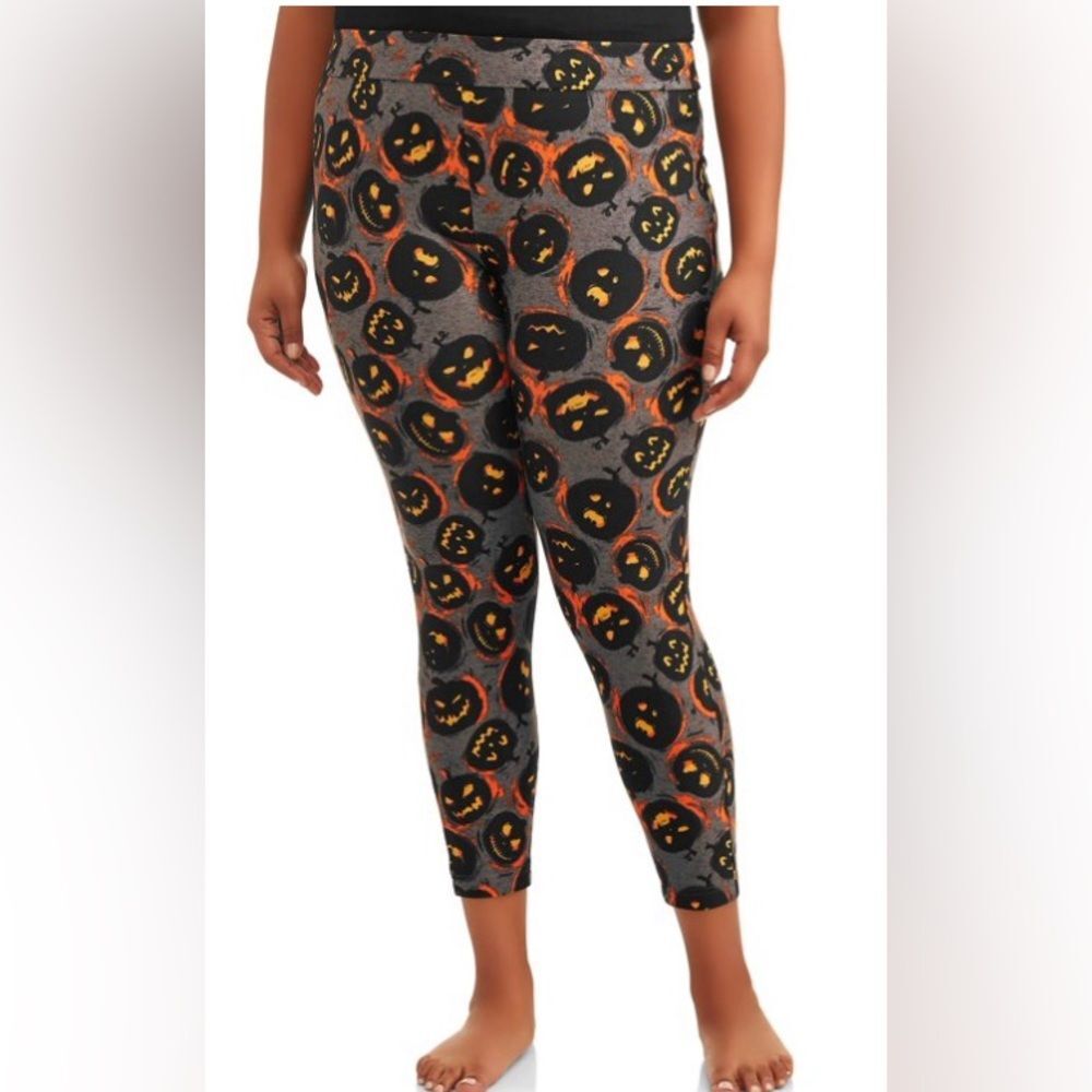 Terra & Sky New Women’s Plus 1X Halloween Leggings Bundle Mid Rise Full Length